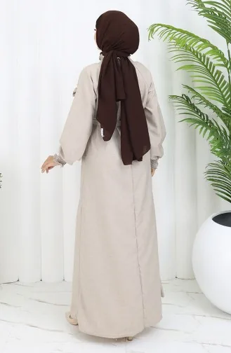 Elastische Gedetailleerde Riemjurk 2063-02 Mink 2063-02