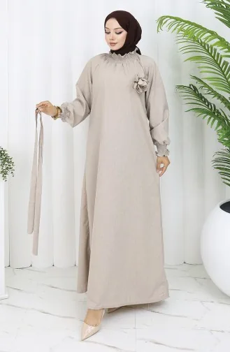 Elastische Gedetailleerde Riemjurk 2063-02 Mink 2063-02