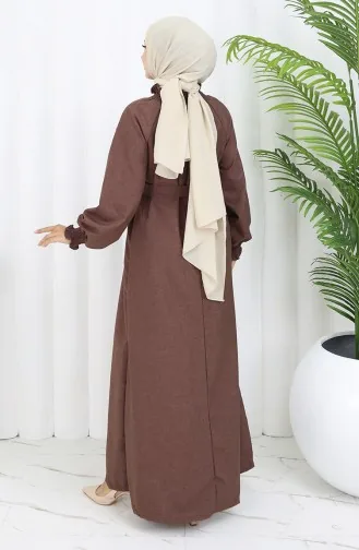 Elastische Gedetailleerde Riemjurk 2063-03 Bruin 2063-03