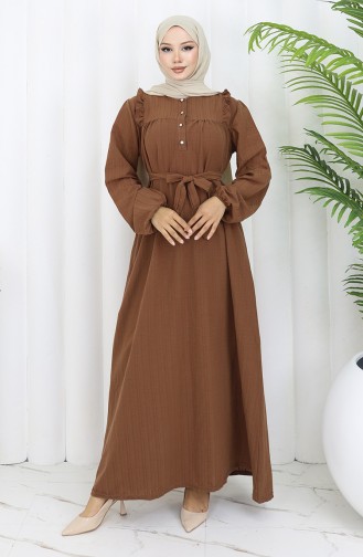 Braun Hijab Kleider 2064-04