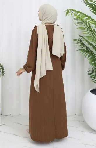 Ruffle Belted Dress 2064-04 Brown 2064-04