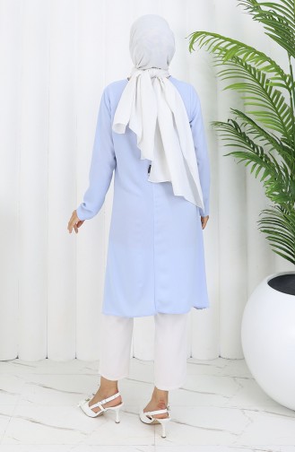 Asimetrik Prenses Tunik 4101-01 Buz Mavisi