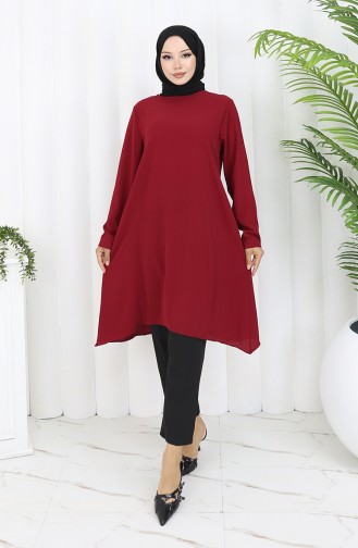 Asimetrik Prenses Tunik 4101-03 Bordo