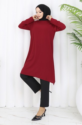 Asimetrik Prenses Tunik 4101-03 Bordo