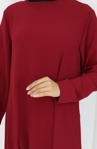 Asimetrik Prenses Tunik 4101-03 Bordo