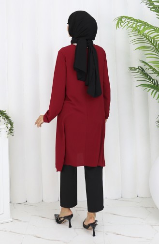 Asimetrik Prenses Tunik 4101-03 Bordo