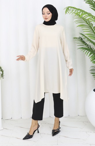 Asimetrik Prenses Tunik 4101-07 Bej