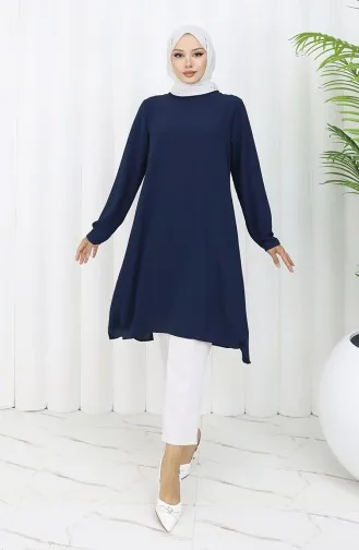 Asimetrik Prenses Tunik 4101-08 Lacivert