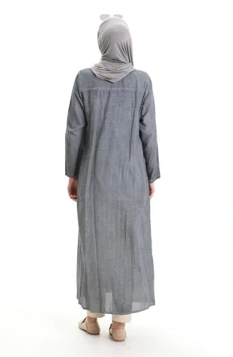 Abaya Authentique En Tissu Şile 4555-01 Gris 4555-01