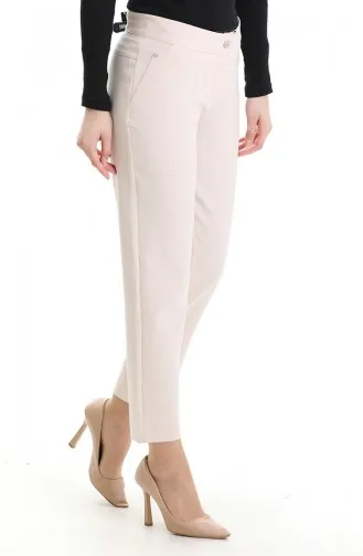 Straight Leg Trousers 4004-02 Beige 4004-02