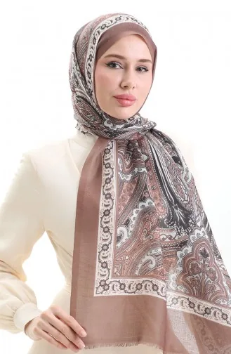 شال قطني بنمط عرقي 90184-02 بني فاتح 90184-02