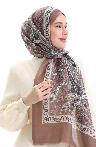 شال قطني بنمط عرقي 90184-02 بني فاتح 90184-02