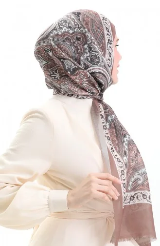 شال قطني بنمط عرقي 90184-02 بني فاتح 90184-02