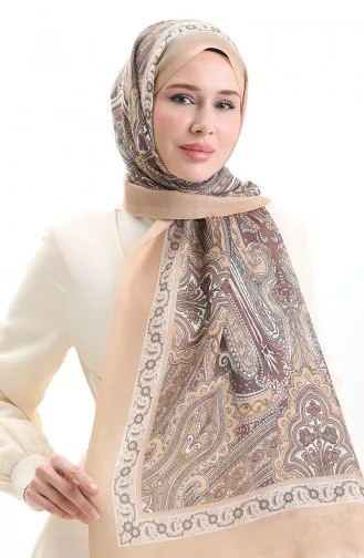 شال قطني بنمط عرقي 90184-03 لون خردل ذهبي 90184-03