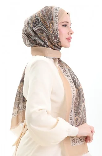 شال قطني بنمط عرقي 90184-03 لون خردل ذهبي 90184-03