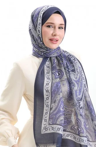 شال قطني بنمط عرقي 90184-04 أزرق داكن أرجواني 90184-04