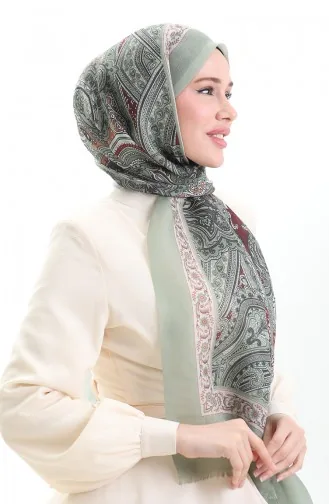 شال قطني بنمط عرقي 90184-15 لون أخضر لوزي أحمر قرمزي 90184-15
