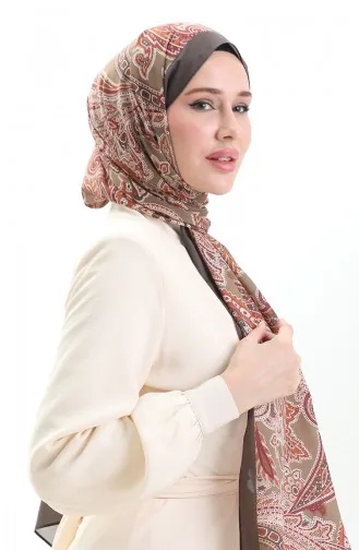 Ethnic Patterned Soft Shawl 70296-01 Khaki Brown 70296-01