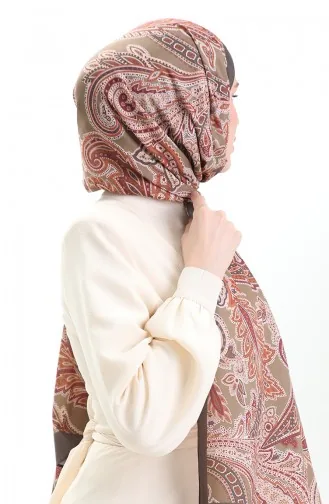 Ethnic Patterned Soft Shawl 70296-01 Khaki Brown 70296-01