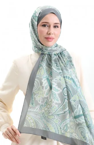 Châle Doux à Motifs Ethniques 70296-02 Vert Amande Fumé 70296-02