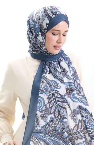 شال ناعم بنقوش عرقية 70296-04 أزرق داكن 70296-04