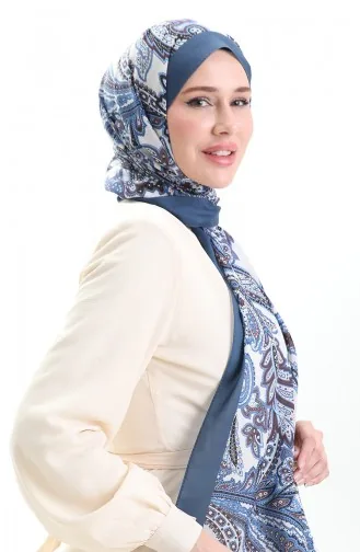 شال ناعم بنقوش عرقية 70296-04 أزرق داكن 70296-04