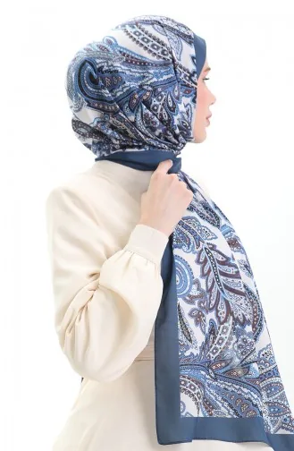 شال ناعم بنقوش عرقية 70296-04 أزرق داكن 70296-04