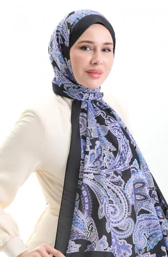 Zachte Sjaal Met Etnisch Patroon 70296-06 Zwart Lila 70296-06