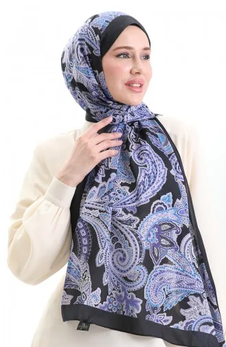 Zachte Sjaal Met Etnisch Patroon 70296-06 Zwart Lila 70296-06