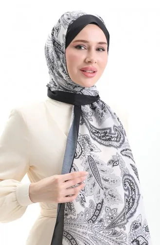 Etnik Desenli Soft Şal 70296-07 Siyah Beyaz