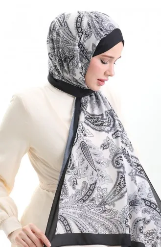 Etnik Desenli Soft Şal 70296-07 Siyah Beyaz
