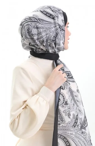 Etnik Desenli Soft Şal 70296-07 Siyah Beyaz
