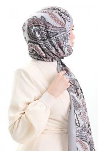 Châle Doux à Motifs Ethniques 70296-12 Gris Tan 70296-12