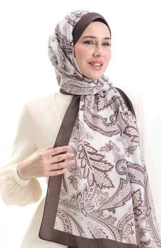 Ethnic Patterned Soft Shawl 70296-14 Brown Cream 70296-14
