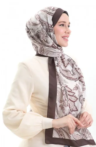 Ethnic Patterned Soft Shawl 70296-14 Brown Cream 70296-14