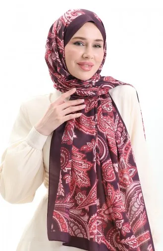 Zachte Sjaal Met Etnisch Patroon 70296-20 Pruim Koraal 70296-20