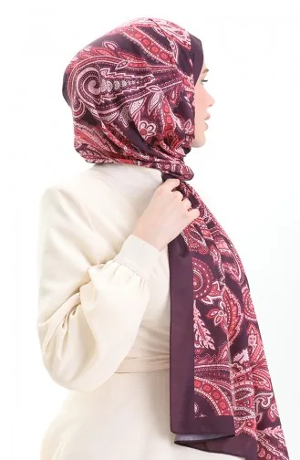 Zachte Sjaal Met Etnisch Patroon 70296-20 Pruim Koraal 70296-20