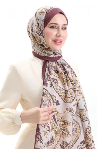 Etnik Desenli Soft Şal 70296-21 Açık Mürdüm Hardal