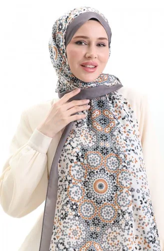 شال ناعم منقوش 70297-15 لون المنك الخردلي 70297-15