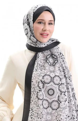 Châle Doux à Motifs 70297-18 Noir Beige 70297-18