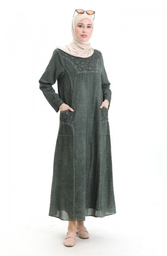 Şile Bezi Otantik Elbise 4550-06 Haki