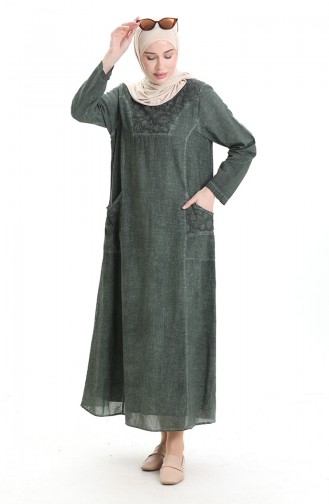 Şile Bezi Otantik Elbise 4550-06 Haki