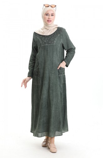 Şile Bezi Otantik Elbise 4550-06 Haki