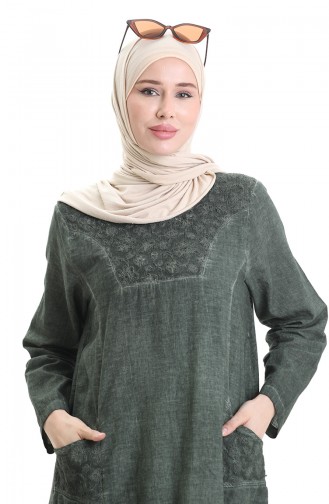 Şile Bezi Otantik Elbise 4550-06 Haki