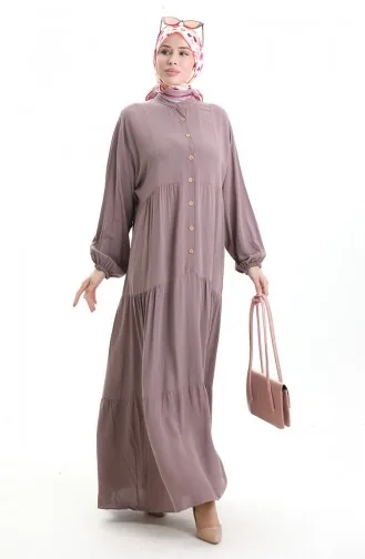 Half Buttoned Dress With A Grandad Collar 0090-02 Mink 0090-02