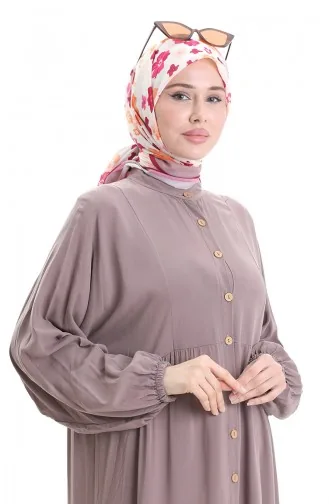 Half Buttoned Dress With A Grandad Collar 0090-02 Mink 0090-02