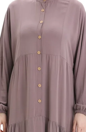 Half Buttoned Dress With A Grandad Collar 0090-02 Mink 0090-02