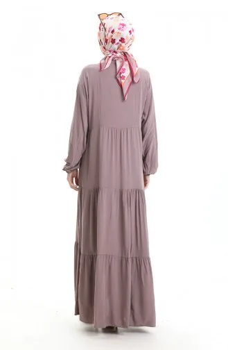 Half Buttoned Dress With A Grandad Collar 0090-02 Mink 0090-02