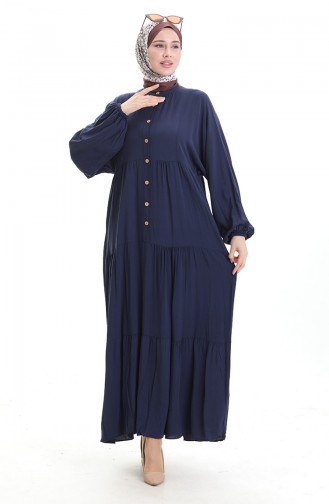 Dunkelblau Hijab Kleider 0090-03