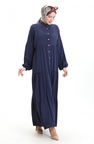 Dunkelblau Hijab Kleider 0090-03